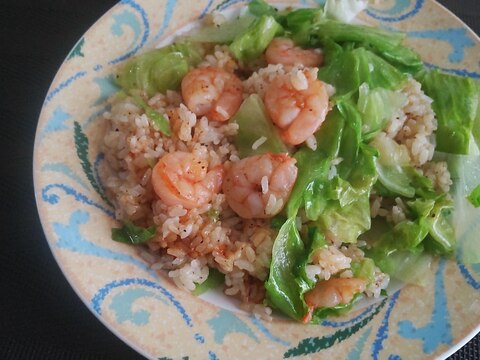 えびとレタスのピラフ